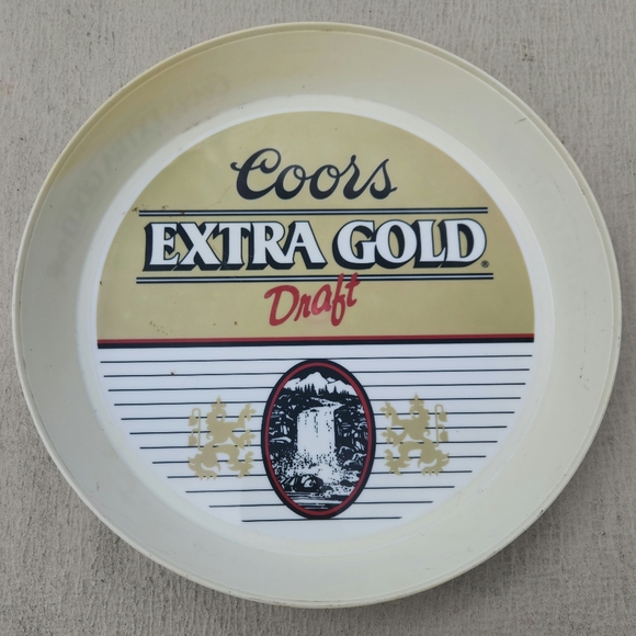 Vintage Coors Extra Gold Draft Promotional Round Beer Tray - Picture 4 of 8